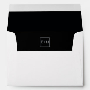 monogram wedding (couple initials) inside black envelopes