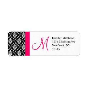 Monogram Wedding Damask Return Address Labels