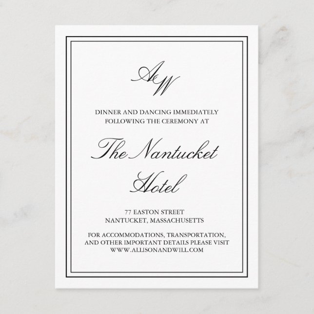 Monogram Wedding Detail Card (Front)