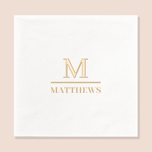 Monogram Wedding Elegant Minimalist Chic Gold Foil Napkins (Stylishly Personalize with Your Custom Monogram/Surname.)