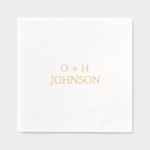 Monogram Wedding Elegant Minimalist Gold Foil Napkins
