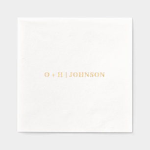 Monogram Wedding Elegant Simple Minimalist Gold Foil Napkins