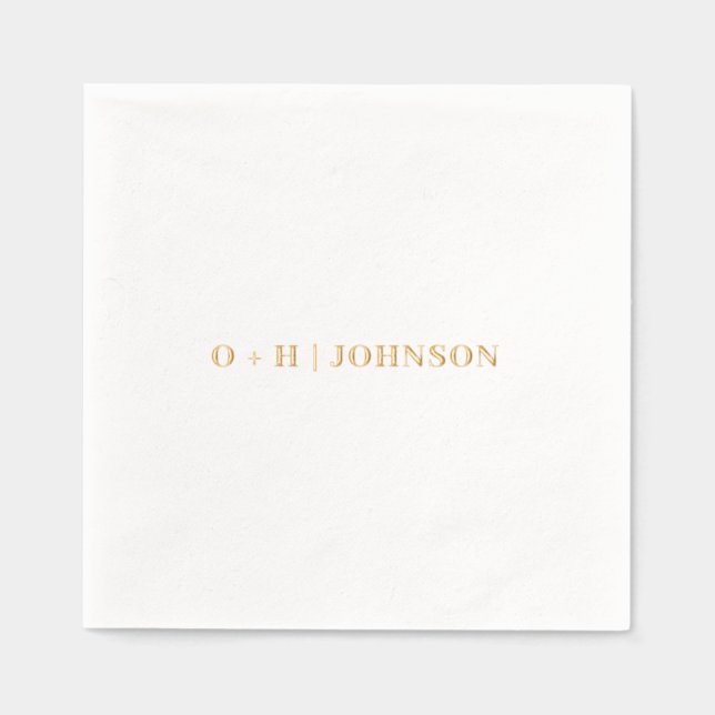 Monogram Wedding Elegant Simple Minimalist Gold Foil Napkins (Front)