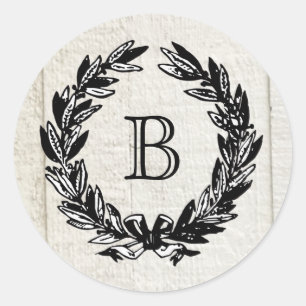 Monogram Wedding Family Crest Emblem Vintage Class Classic Round Sticker