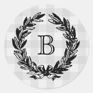 Monogram Wedding Family Crest Emblem Vintage Classic Round Sticker