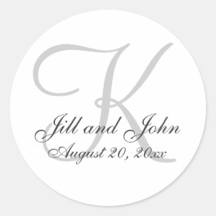Monogram Wedding Favour Round Sticker