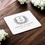 Monogram Wedding Floral Crest Elegant Square Paper Coaster<br><div class="desc">Add an elegant touch to your celebration with the Modern Monogram Wedding Crest Square Paper Coaster. Featuring a sophisticated monogram crest design, these coasters are perfect for weddings, engagement parties, or bridal showers. The stylish square shape and high-quality, absorbent paper protect surfaces while enhancing your decor. Personalise with your initials...</div>
