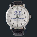 Monogram wedding gift Luxury Typography  Watch<br><div class="desc">We offer you a classic style watch with an Antiquity vibe with an Old Fashioned Ornamental Emblem with Elegant Template and simple monograms with names and initials for a newly married couple gift or wedding gifts. This watch features art nouveau style crown design with Luxury Typography Vintage Flower Old Logo...</div>