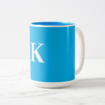 Monogram Wedding Gift Party Favour Blue White Name Two-Tone Coffee Mug<br><div class="desc">Designed with custom monogram text template which you can edite and personalise!</div>