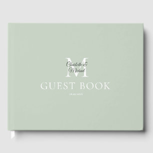 Monogram Wedding Green Guest Book