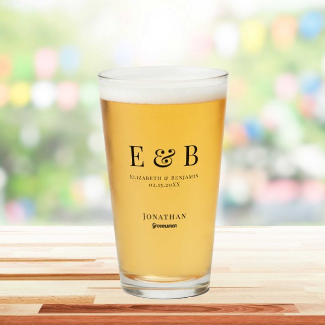 Monogram Wedding Groomsman Gift Personalised Black Glass (Creator Uploaded)