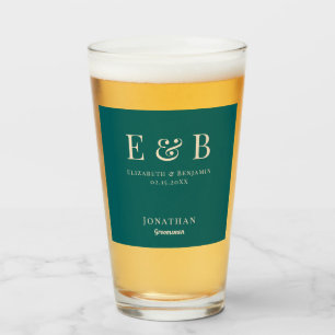 Monogram Wedding Groomsman Gift Personalised green Glass