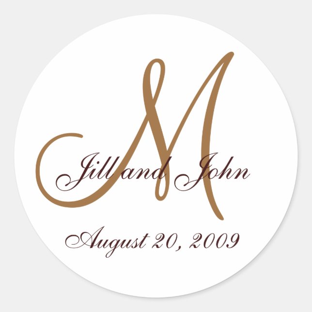 Monogram Wedding Initial Bride Groom Brown Seal (Front)