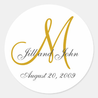 Monogram Wedding Initial Bride Groom Gold Seal