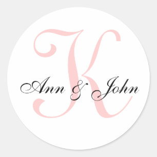 Monogram Wedding Initial Bride Groom Names Sticker