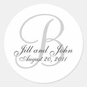 Monogram Wedding Initial Bride Groom Seal Sticker