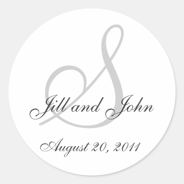 Monogram Wedding Initial Bride Groom Seal Sticker (Front)