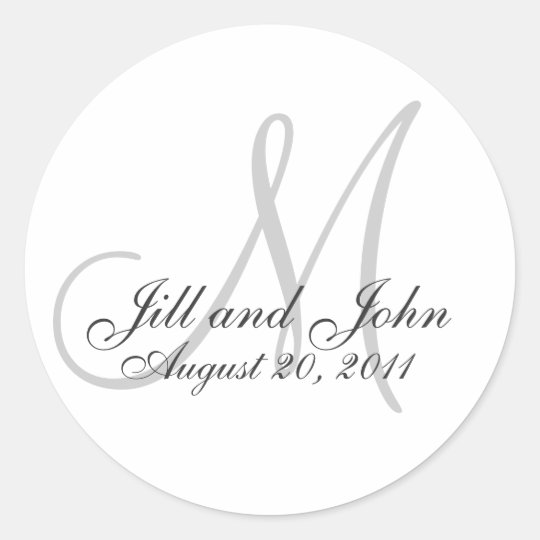 Monogram Wedding Initial Bride Groom Seal Sticker