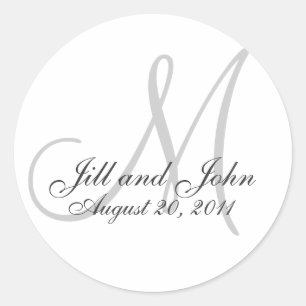 Monogram Wedding Initial Bride Groom Seal Sticker