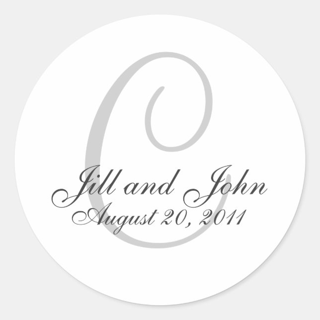 Monogram Wedding Initial Bride Groom Seal Sticker (Front)