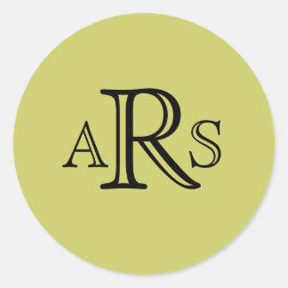 Monogram Wedding Initial Green Sticker
