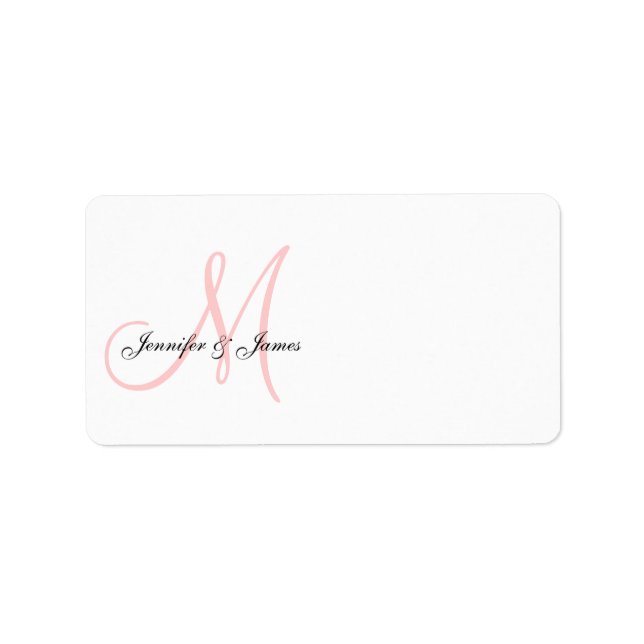 Monogram Wedding Invitation Address Labels Pink (Front)