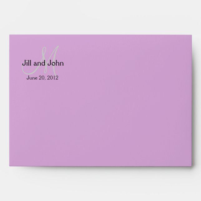 Monogram Wedding Invitation Envelope Purple (Front)