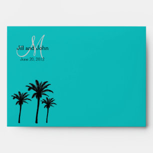 Monogram Wedding Invitation Envelopes Palm Trees