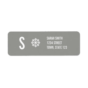 Monogram Wedding Invitation Grey Address Labels