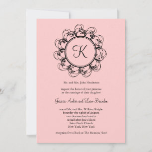Monogram Wedding Invitation  (pink)