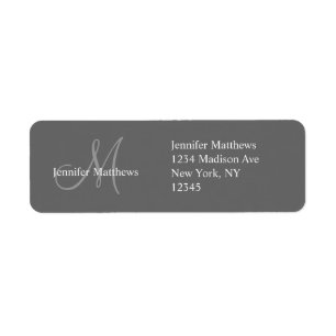 Monogram Wedding Invitation Return Address Label