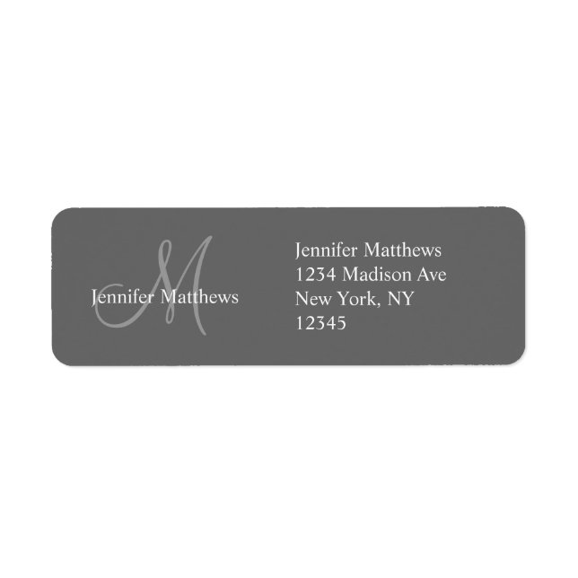 Monogram Wedding Invitation Return Address Label (Front)
