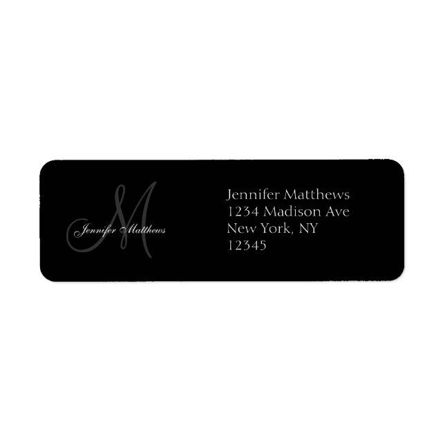 Monogram Wedding Invitation Return Address Labels (Front)