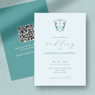 Monogram Wedding Invitation with QR Code