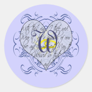 Monogram Wedding Invitations & Gifts Classic Round Sticker