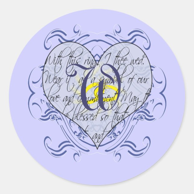 Monogram Wedding Invitations & Gifts Classic Round Sticker (Front)