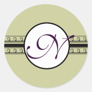 Monogram Wedding Invitations & Gifts Classic Round Sticker