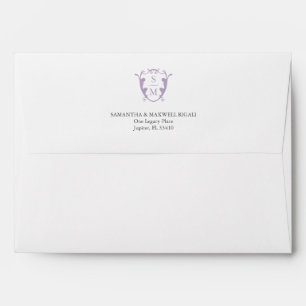 Monogram Wedding Invite Envelopes Lilac
