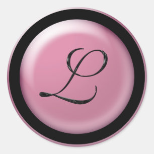 Monogram Wedding L Classic Round Sticker