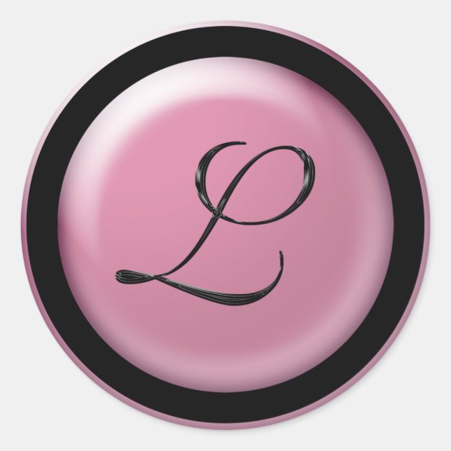 Monogram Wedding L Classic Round Sticker (Front)