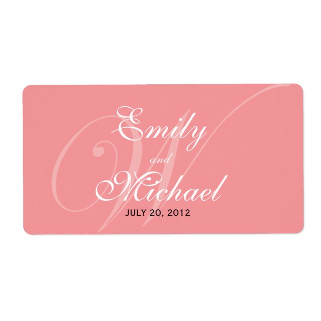 Monogram Wedding Labels -Grapefruit (Front)