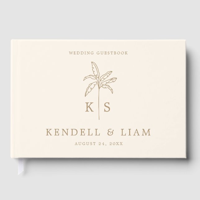 Monogram Wedding Logo Palm Tree Guest Book (Front)