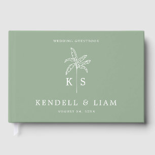 Monogram Wedding Logo Palm Tree Guest Book