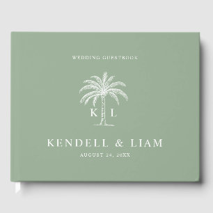 Monogram Wedding Logo Palm Tree Guest Book