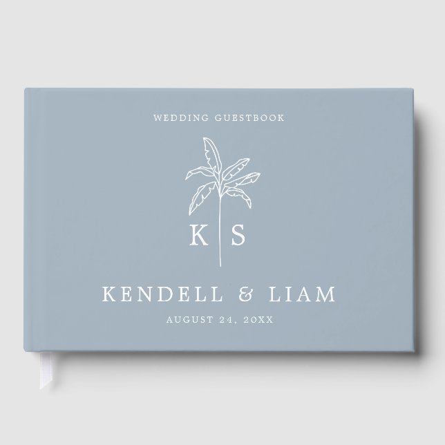 Monogram Wedding Logo Palm Tree Guest Book (Front)
