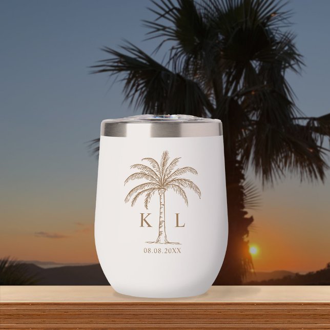 Monogram Wedding Logo Palm Tree Thermal Wine  (Creator Uploaded)