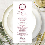 Monogram Wedding Menu Cards Burgundy<br><div class="desc">A simple chic calligraphy wedding menu card. I do offer a free customisation service,  if you have any questions or special requests,  please feel free to contact me.</div>