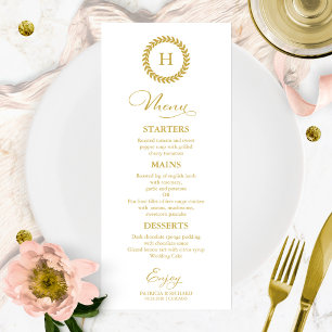 Monogram Wedding Menu Cards Gold