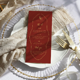 Monogram Wedding Menu with Thank You