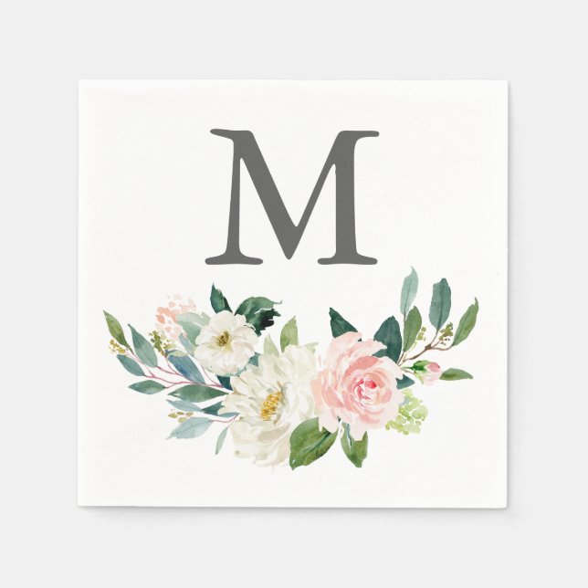 Monogram Wedding Napkin Cocktail Napkin (Front)